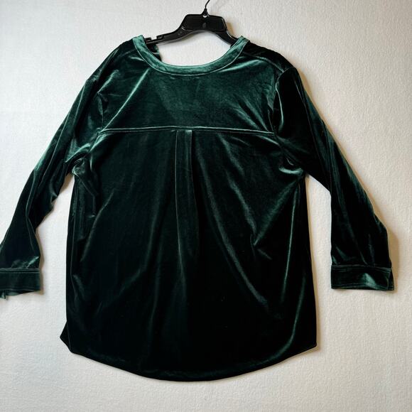 Lauren Ralph Lauren Women’s Size 2x Velour V-Neck Pull Over Shirt Emerald‎ Green - Picture 2 of 10